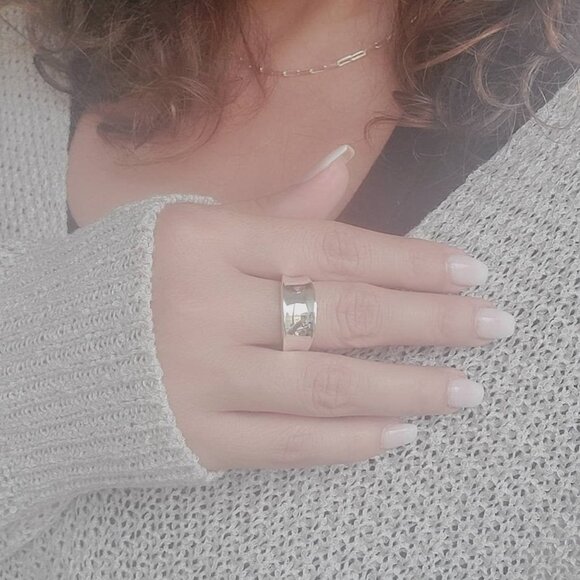 Concave Ring - Solid Sterling Silver Ring - 925 Stamped, Boho Chic, Bali, - Picture 8 of 9